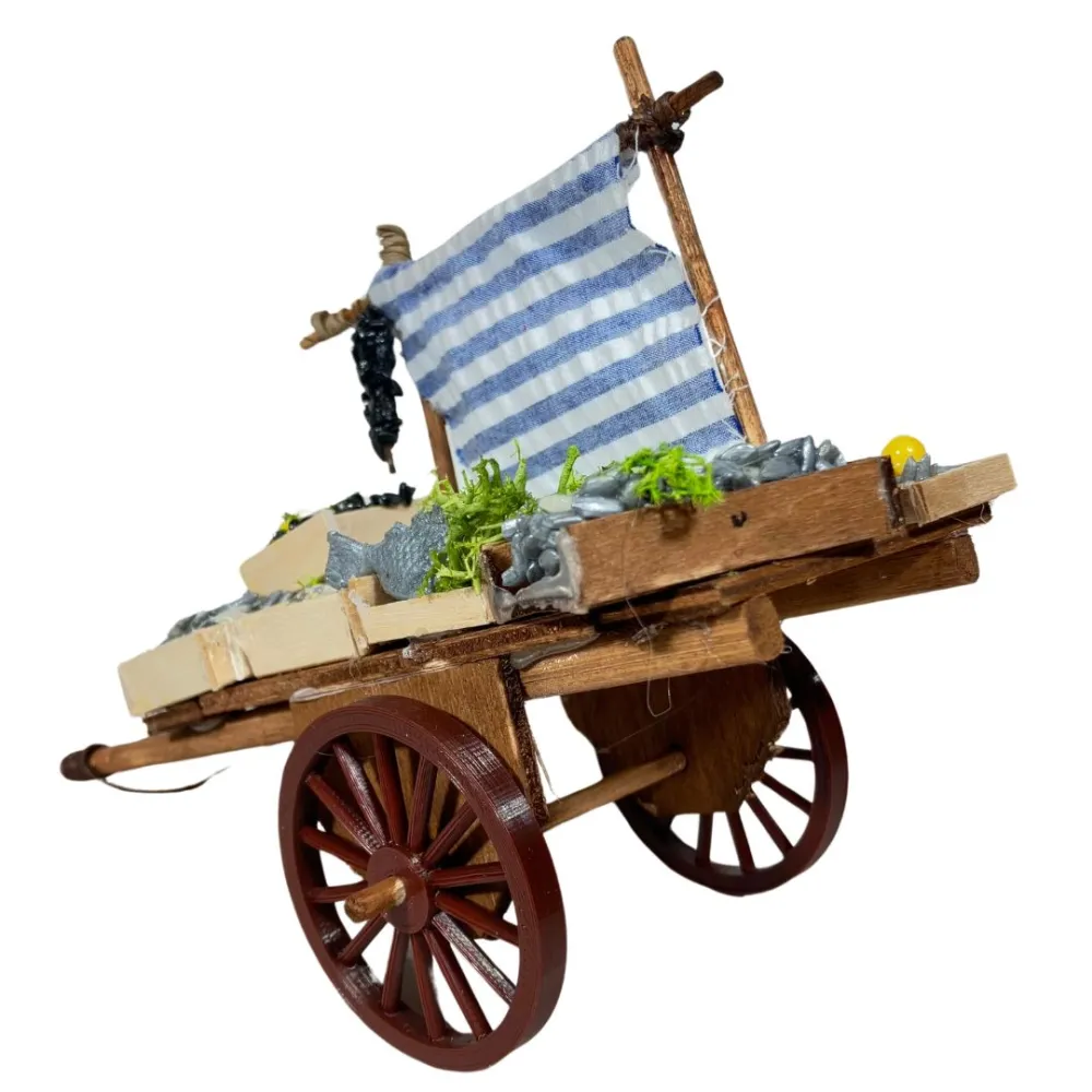 Wooden Fish Cart for 12 cm Nativity Figures