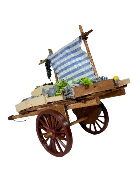 Carretto con banco pesce per statue da 12 cm