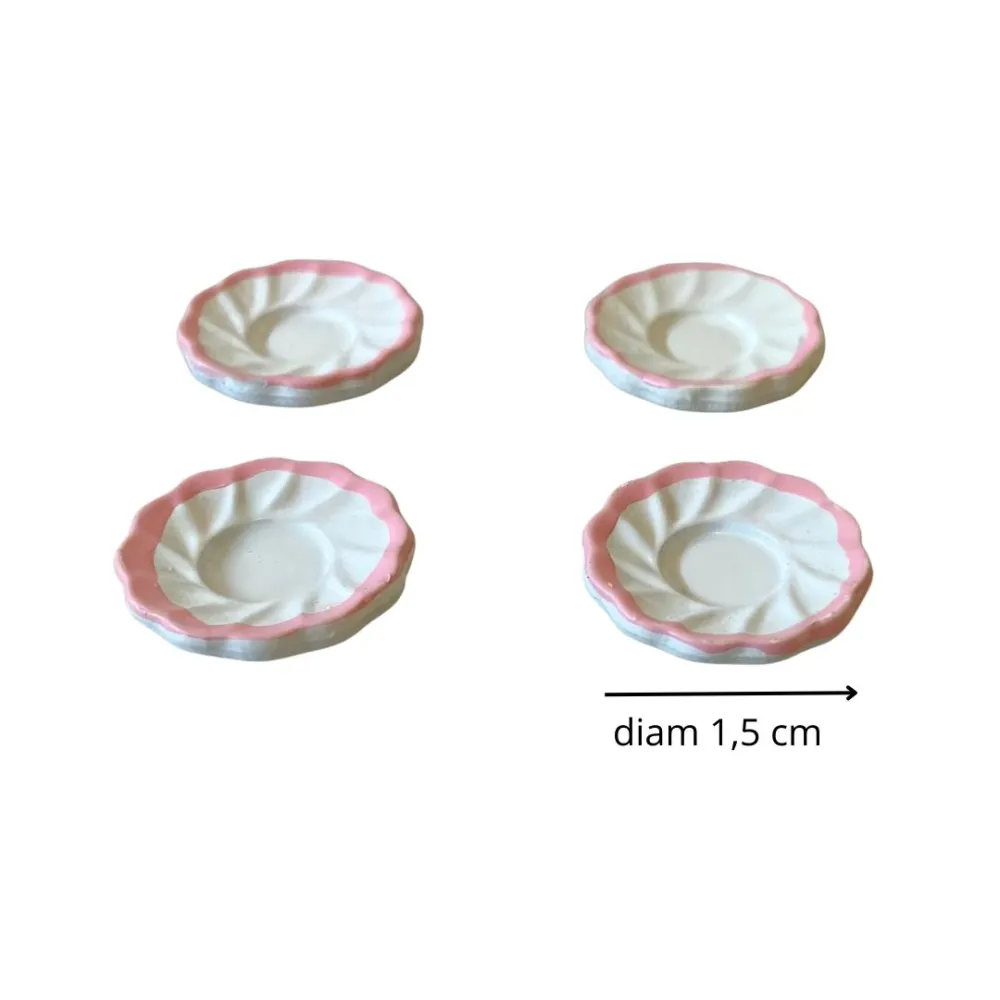 Set of 4 Faux Porcelain Plates for 10–12 cm Nativity Figures
