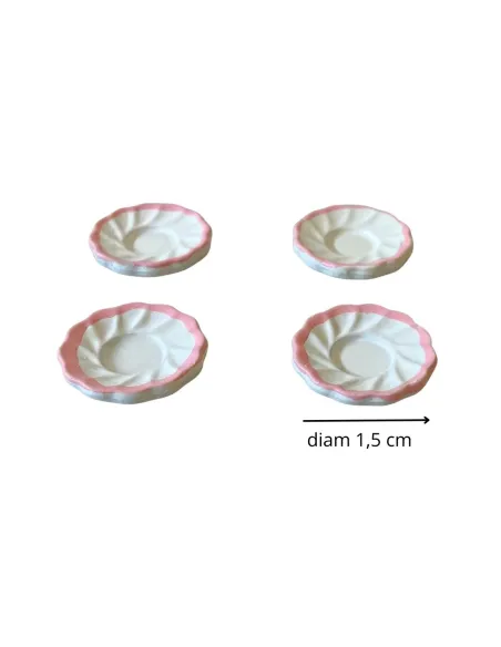 Set 4 piatti finta porcellana decorata per statue da 10-12 cm