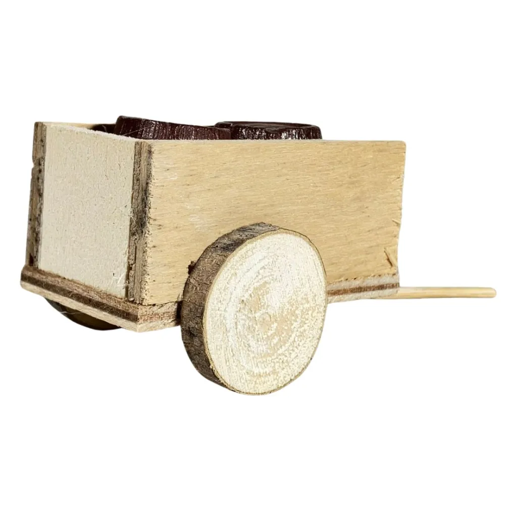 Wooden Cart with Two Plaster Barrels for 8 cm Nativity Figures