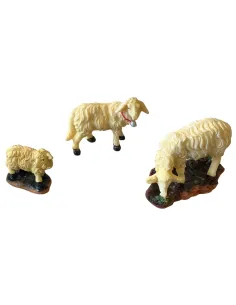 Set of 2 Resin Sheep and 1 Resin Lamb for 12–15 cm Nativity Figures 2