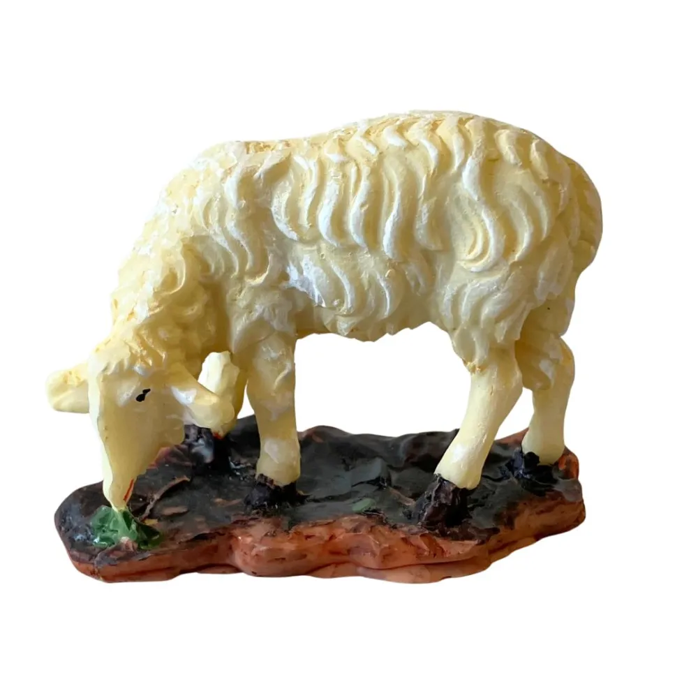 Set of 2 Resin Sheep and 1 Resin Lamb for 12–15 cm Nativity Figures