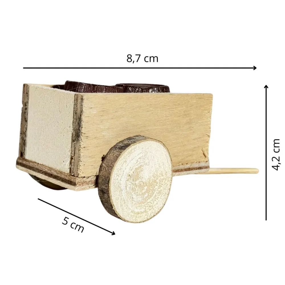 Wooden Cart with Two Plaster Barrels for 8 cm Nativity Figures