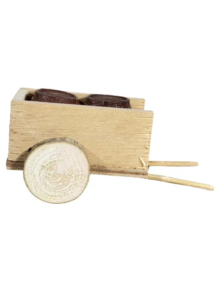 Wooden Cart with Two Plaster Barrels for 8 cm Nativity Figures