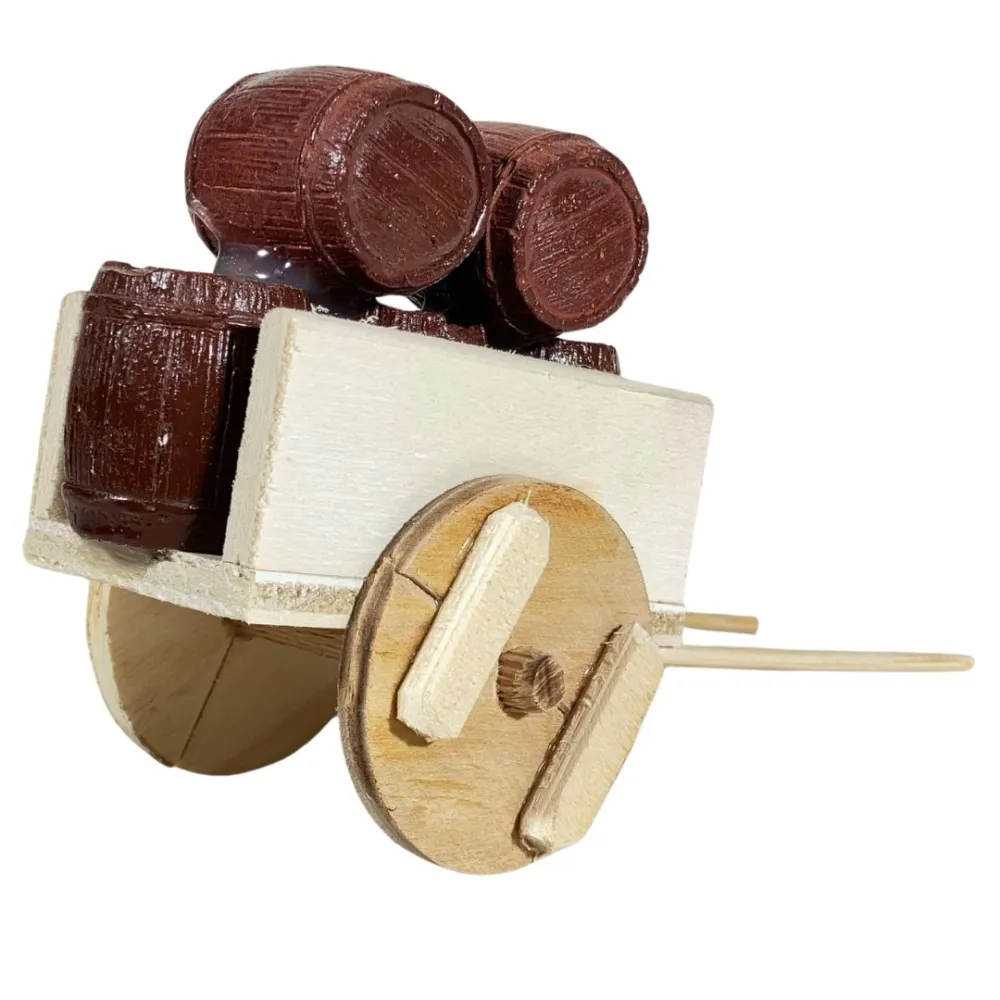 Wooden Cart with Five Plaster Barrels for 8 cm Nativity Figures