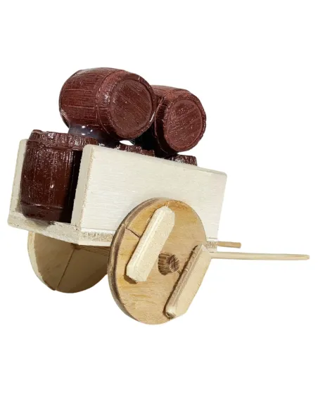Wooden Cart with Five Plaster Barrels for 8 cm Nativity Figures