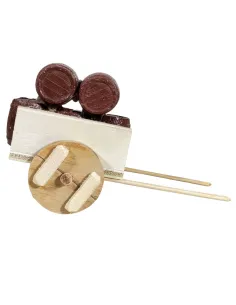 Wooden Cart with Five Plaster Barrels for 8 cm Nativity Figures 2