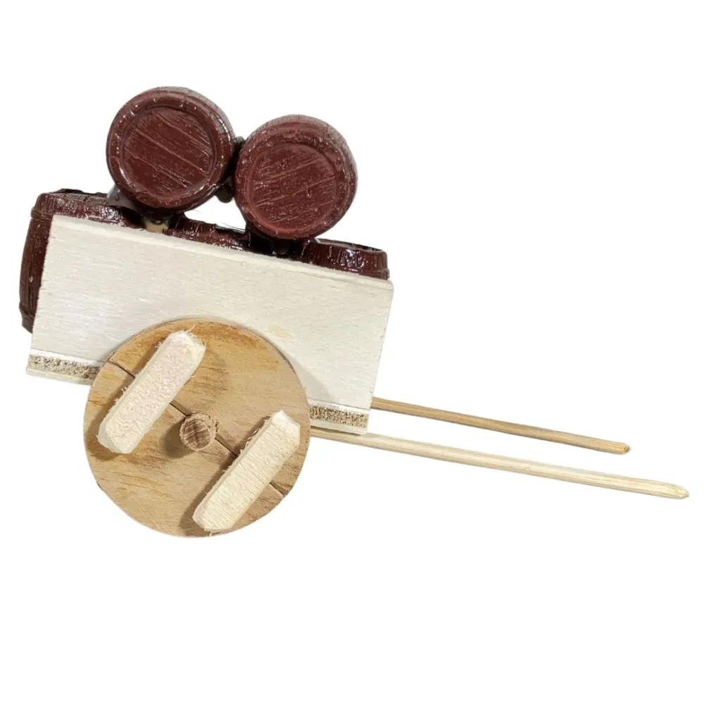 Wooden Cart with Five Plaster Barrels for 8 cm Nativity Figures