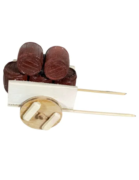 Wooden Cart with Five Plaster Barrels for 8 cm Nativity Figures