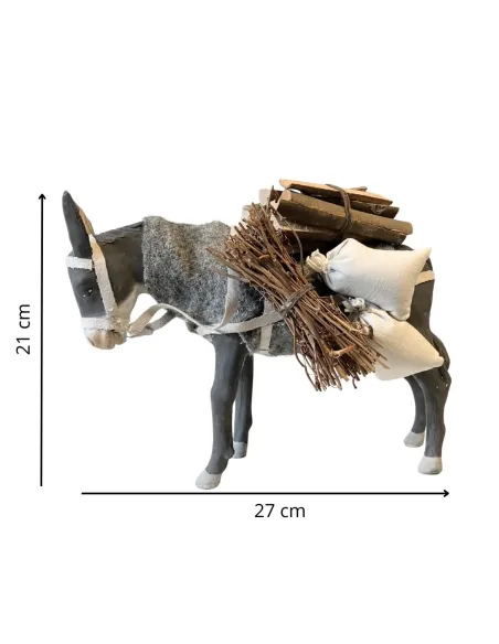 Asino in terracotta in piedi in movimento per statue da 25-30 cm