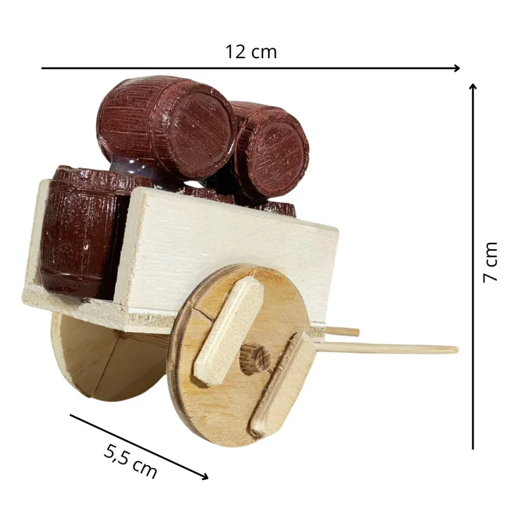 Wooden Cart with Five Plaster Barrels for 8 cm Nativity Figures