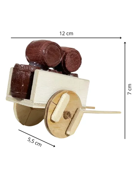 Wooden Cart with Five Plaster Barrels for 8 cm Nativity Figures