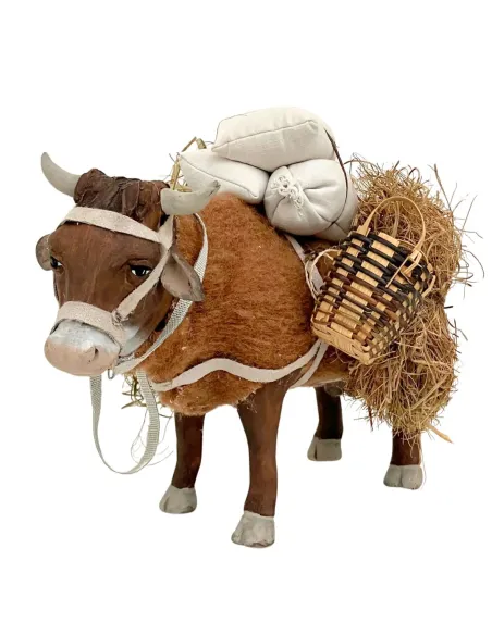 Bue in terracotta in piedi in movimento per statue da 25-30 cm