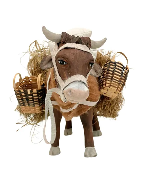 Bue in terracotta in piedi in movimento per statue da 25-30 cm