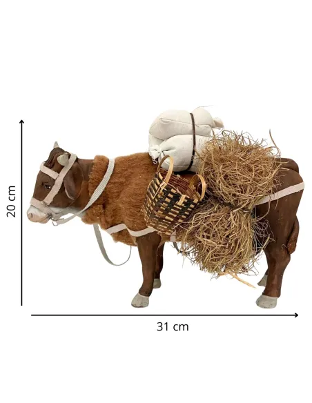 Bue in terracotta in piedi in movimento per statue da 25-30 cm