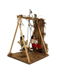 Animated Terracotta Children on a Swing for 25–30 cm Nativity Figures 2