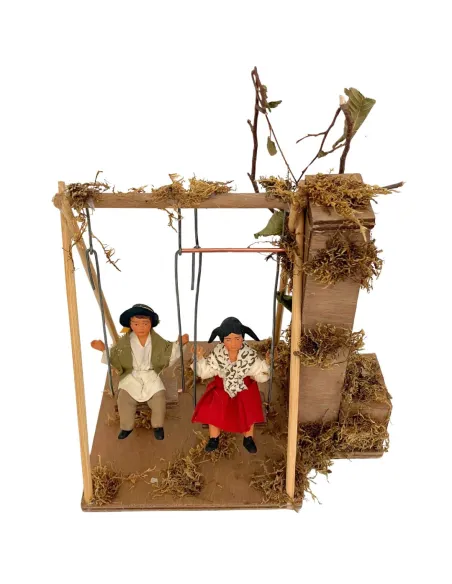 Animated Terracotta Children on a Swing for 25–30 cm Nativity Figures