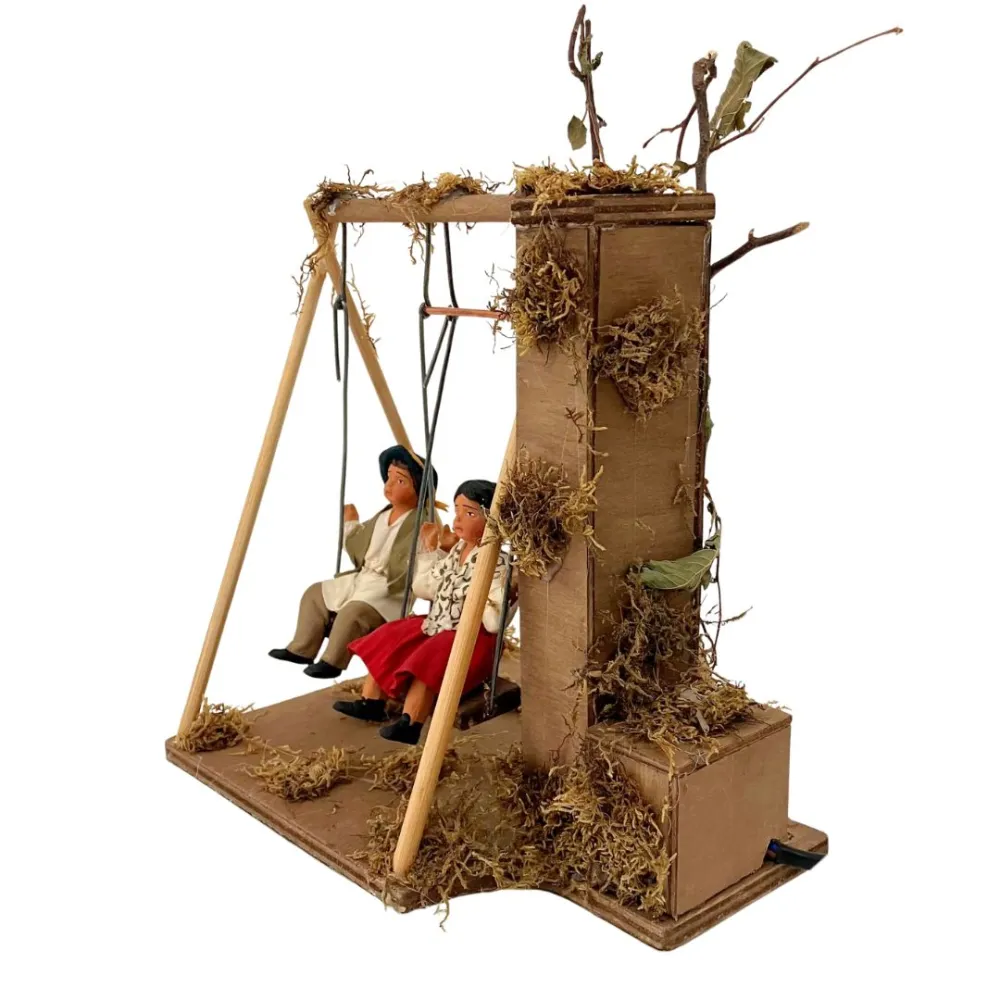 Animated Terracotta Children on a Swing for 25–30 cm Nativity Figures