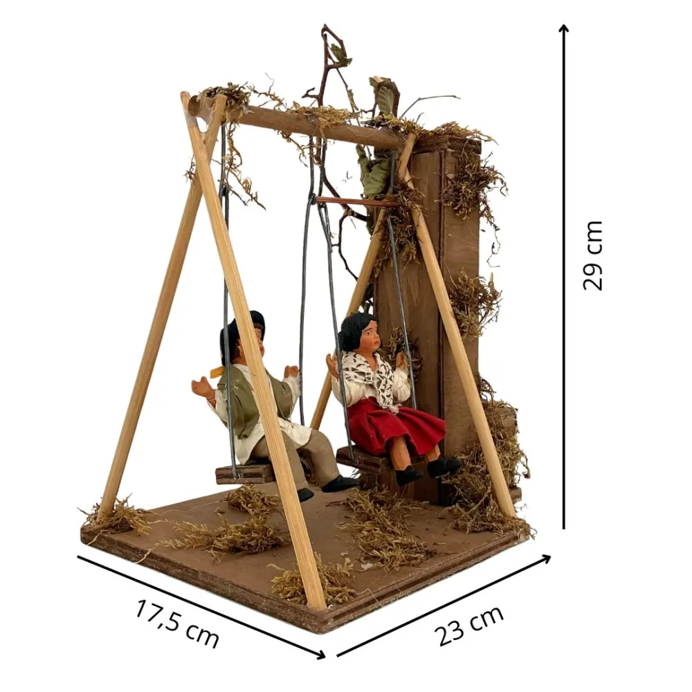 Animated Terracotta Children on a Swing for 25–30 cm Nativity Figures