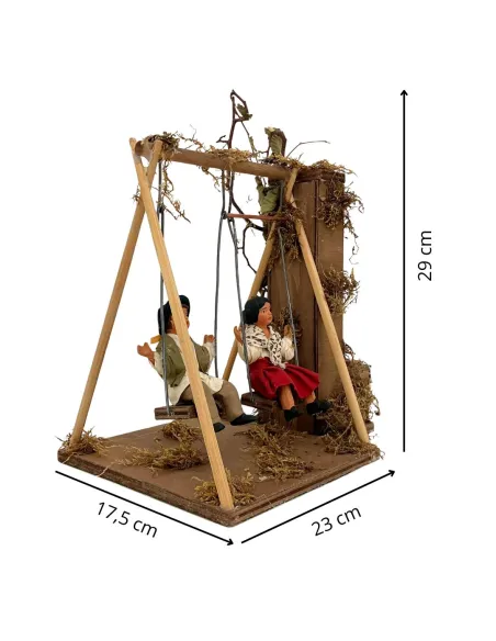 Animated Terracotta Children on a Swing for 25–30 cm Nativity Figures