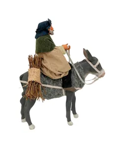 Uomo su asino in terracotta in movimento per statue da 25 cm 2