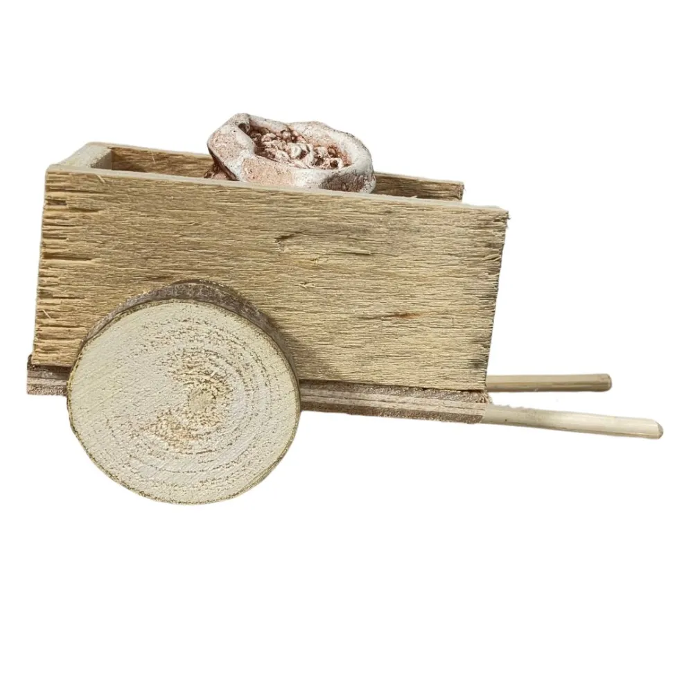 Wooden Cart with Plaster Sacks for 8 cm Nativity Figures
