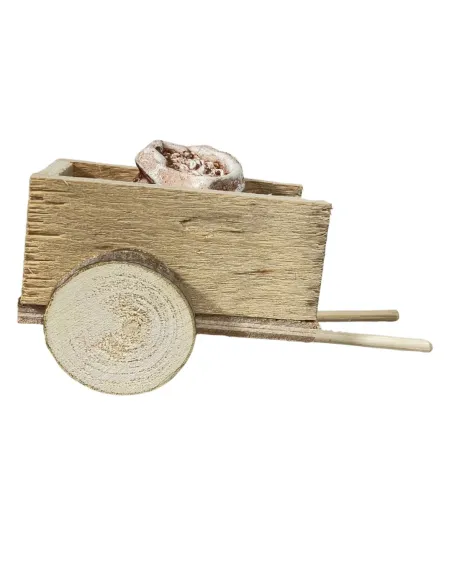 Wooden Cart with Plaster Sacks for 8 cm Nativity Figures