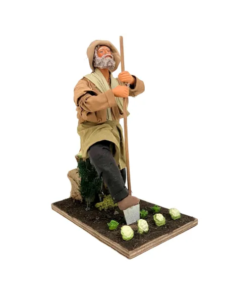 Animated Terracotta Farmer with Spade - 25 cm
