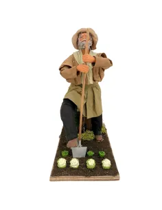 Contadino con vanga in terracotta in movimento 25 cm 2