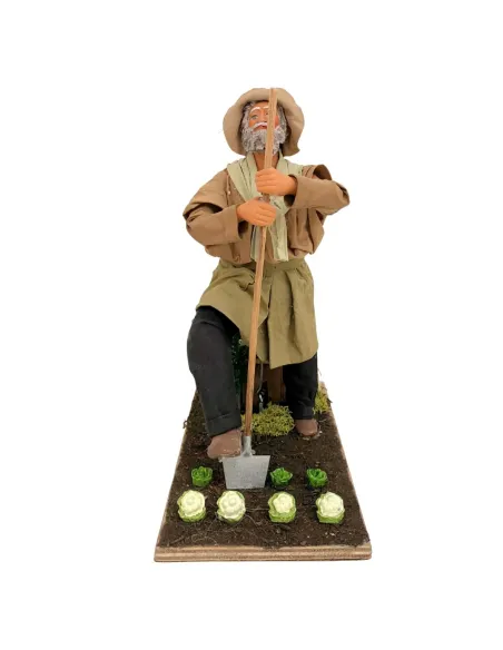 Animated Terracotta Farmer with Spade - 25 cm