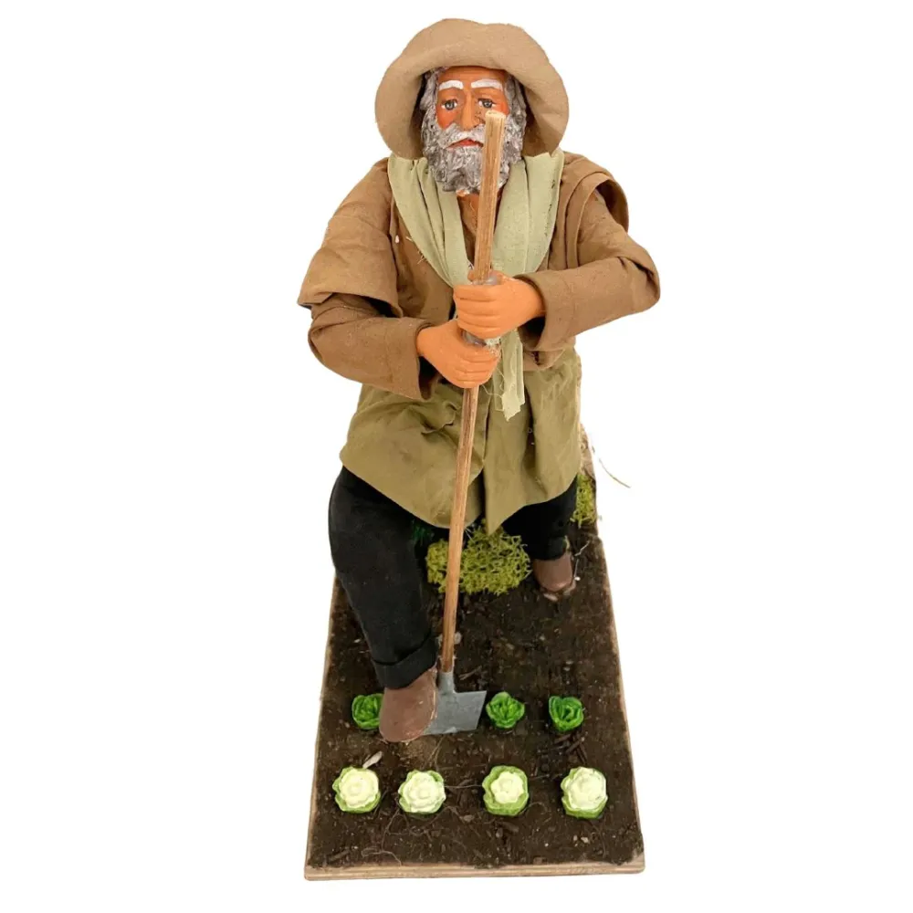 Animated Terracotta Farmer with Spade - 25 cm