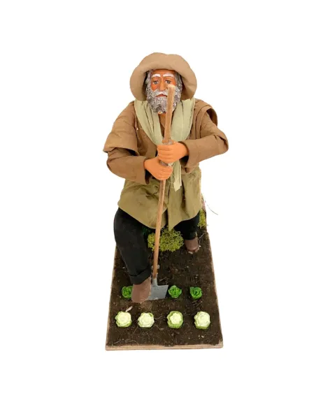 Animated Terracotta Farmer with Spade - 25 cm