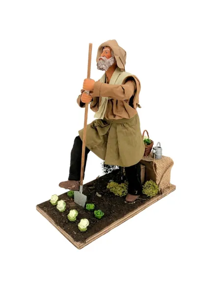 Animated Terracotta Farmer with Spade - 25 cm