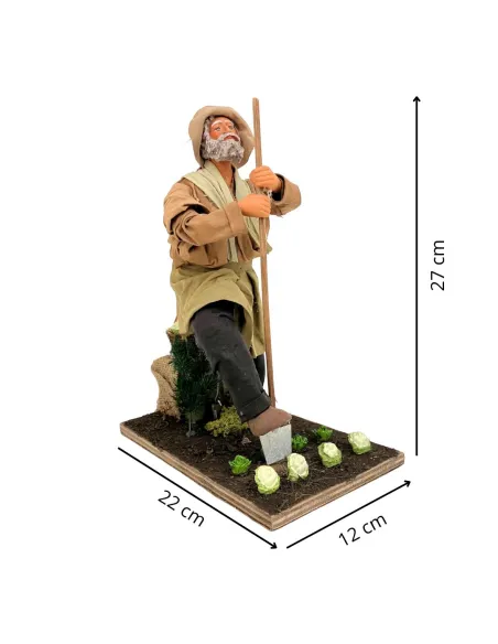 Animated Terracotta Farmer with Spade - 25 cm