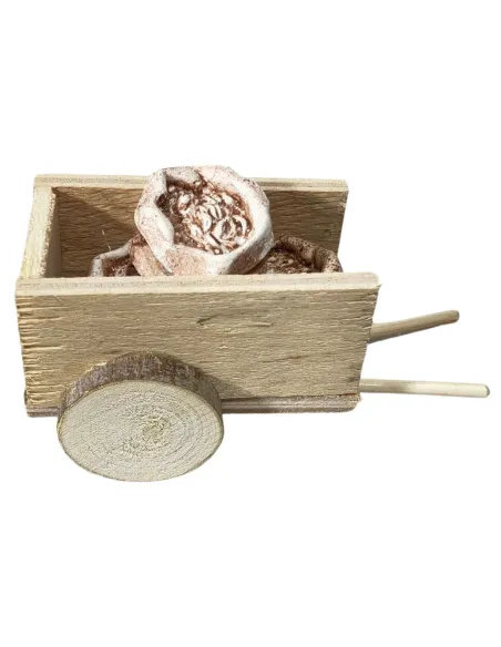 Wooden Cart with Plaster Sacks for 8 cm Nativity Figures