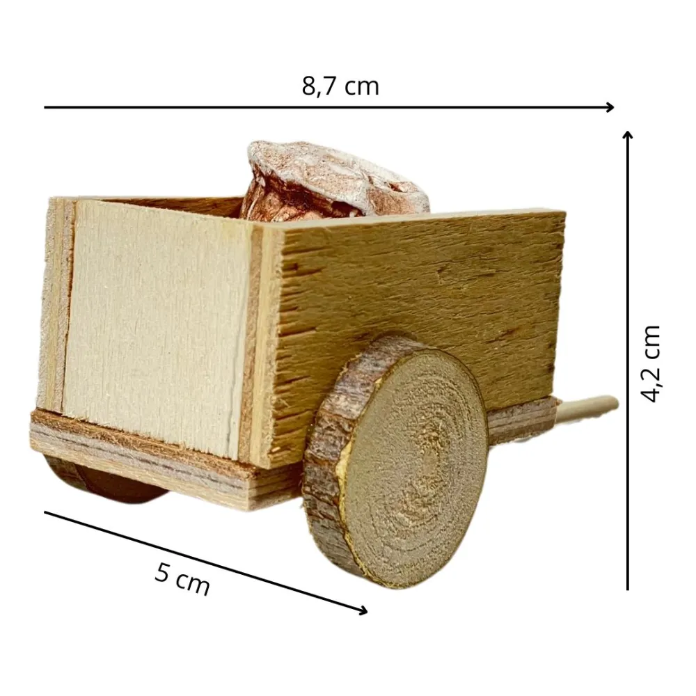 Wooden Cart with Plaster Sacks for 8 cm Nativity Figures