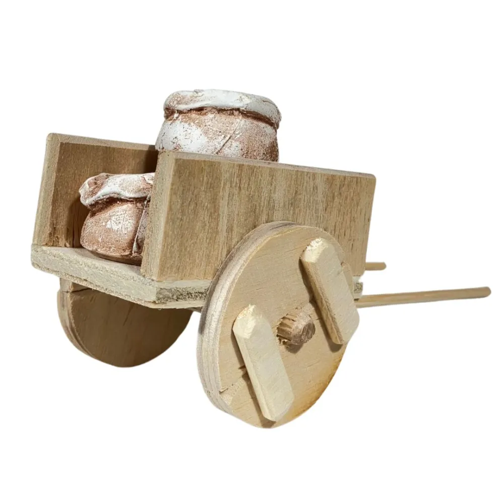 Wooden Cart with Plaster Sacks for 10–12 cm Nativity Figures