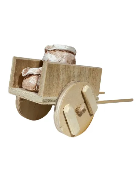 Wooden Cart with Plaster Sacks for 10–12 cm Nativity Figures