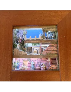 Presepe in quadro da appendere con statue da 3,5 cm e sistema giorno e notte manuale 2