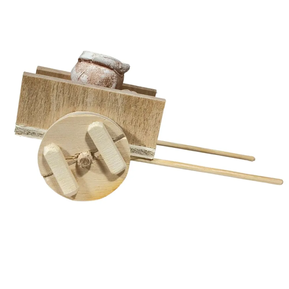 Wooden Cart with Plaster Sacks for 10–12 cm Nativity Figures
