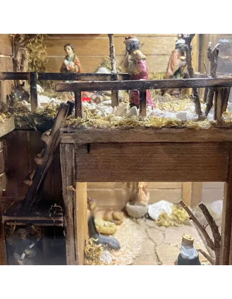 Presepe in lanterna da appendere con statue da 3,5 cm