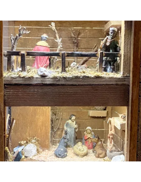 Presepe in lanterna da appendere con statue da 3,5 cm