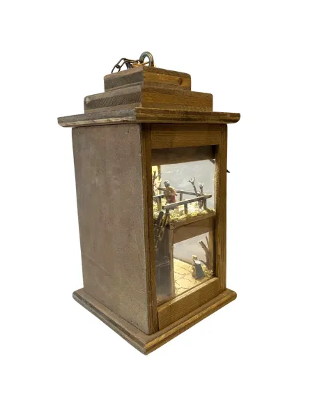 Presepe in lanterna da appendere con statue da 3,5 cm