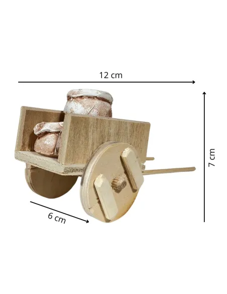 Wooden Cart with Plaster Sacks for 10–12 cm Nativity Figures