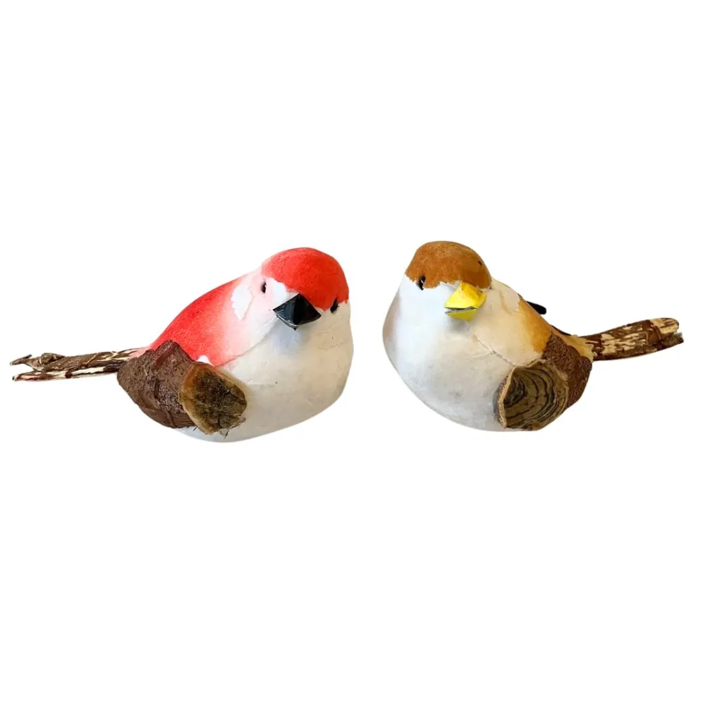 Set 2 uccellini in polistirene colori assortiti per statue da 50-60 cm