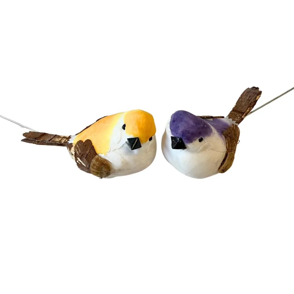 Set 2 uccellini in polistirene colori assortiti per statue da 50-60 cm