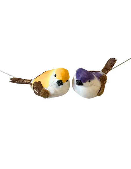Set 2 uccellini in polistirene colori assortiti per statue da 50-60 cm