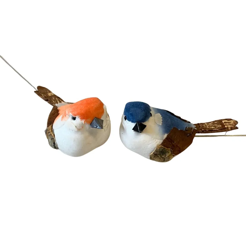 Set 2 uccellini in polistirene colori assortiti per statue da 50-60 cm