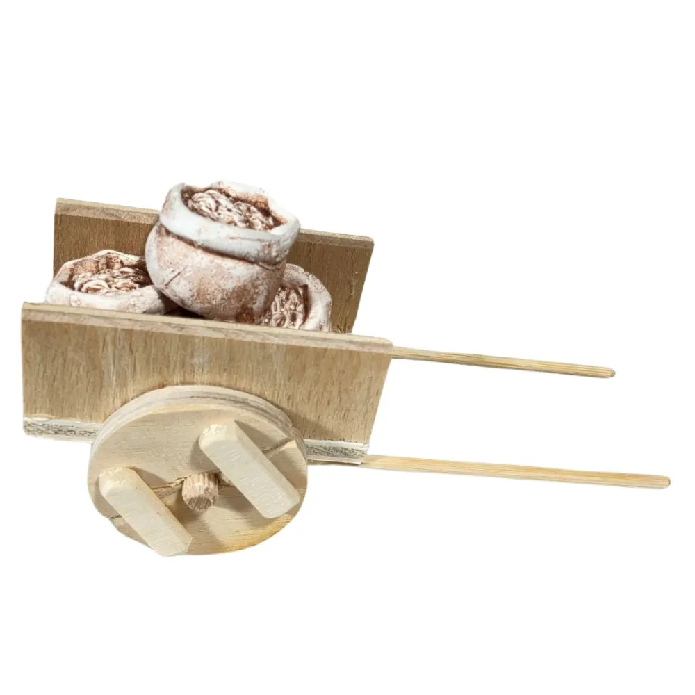 Wooden Cart with Plaster Sacks for 10–12 cm Nativity Figures